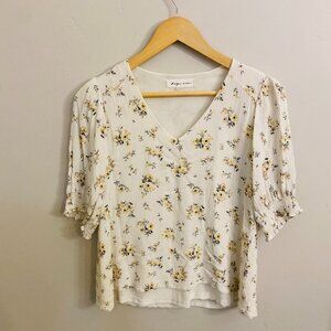 Womens Floral Cream Colored Blouse